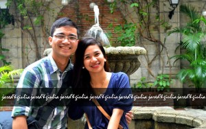 Filipino couple pre-nup picture with fountain on background