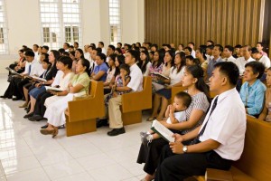 congregation gathered during sacrament meeting