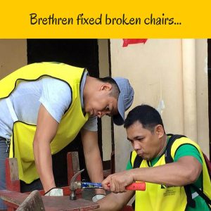 2016 National Day of Service - Mormon men fixing school tables