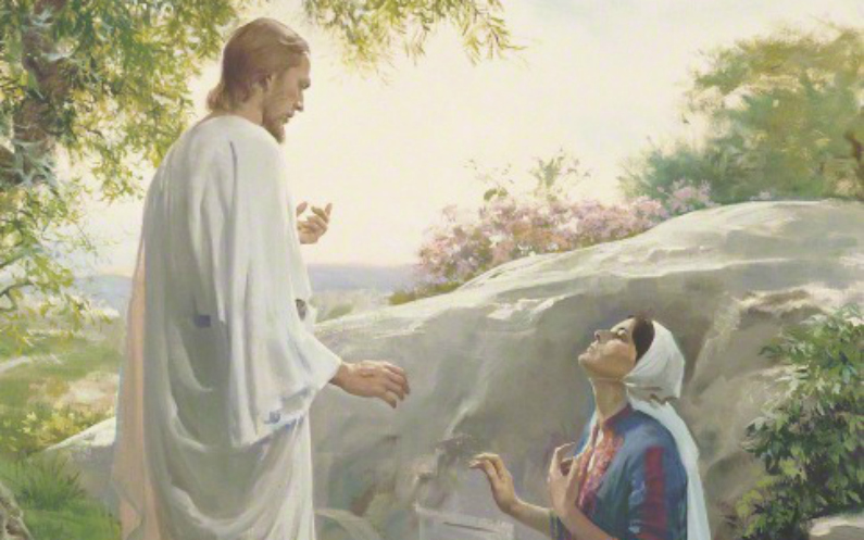 The resurrected Savior and Mary 