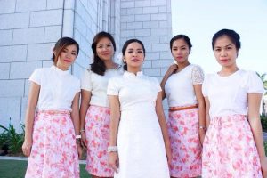 Sisters pose with an LDS Filipino married friend