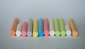 organized colored chalk