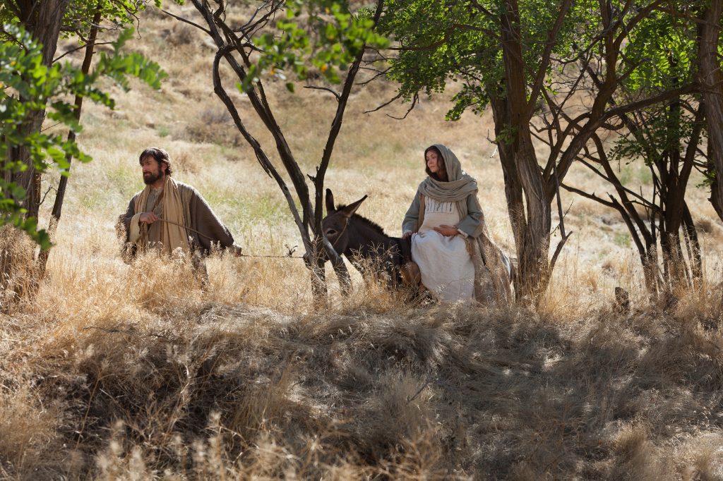Mary and Joseph traveling